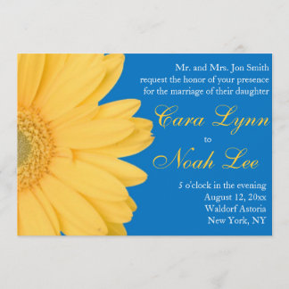 Yellow and Blue Gerber Daisy Wedding Invitation