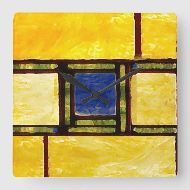 Yellow and Blue Glass Window Clock (Front)