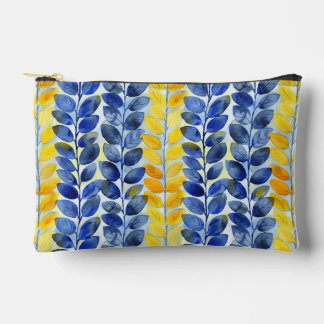 Yellow and Blue Leaves Accessory Pouch