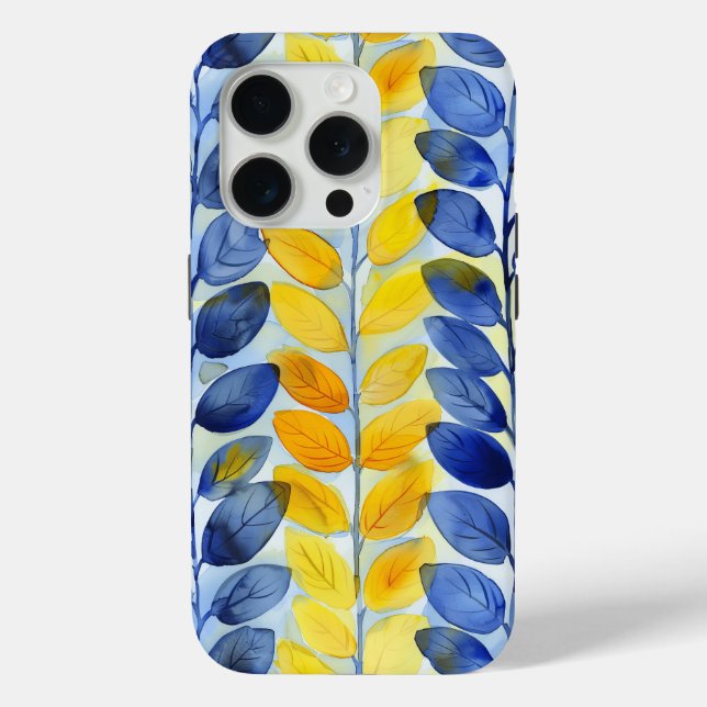 Yellow and Blue Leaves Case-Mate iPhone Case (Back)