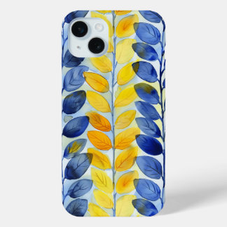 Yellow and Blue Leaves iPhone 15 Mini Case