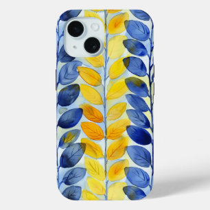 Yellow and Blue Leaves iPhone 15 Case