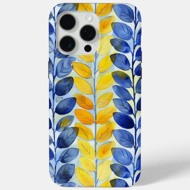Yellow and Blue Leaves Case-Mate iPhone Case (Back)