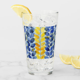 Yellow and Blue Leaves Glass