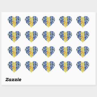 Yellow and Blue Leaves Heart Sticker