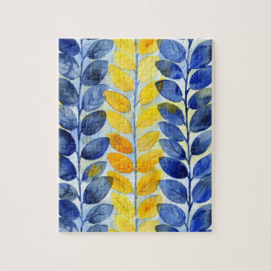 Yellow and Blue Leaves Jigsaw Puzzle