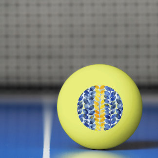 Yellow and Blue Leaves Ping Pong Ball