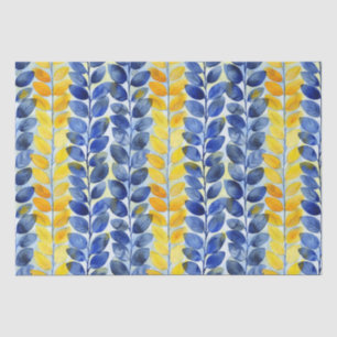 Yellow and Blue Leaves Tissue Paper