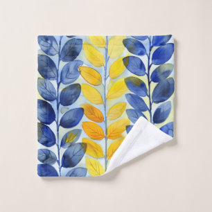 Yellow and Blue Leaves Wash Cloth