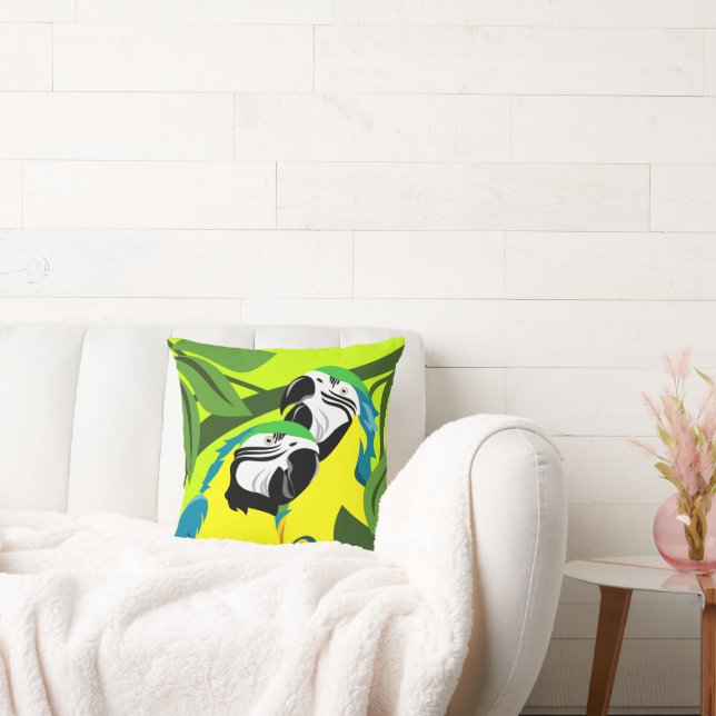 Yellow and Blue Parrots Cushion (Couch)
