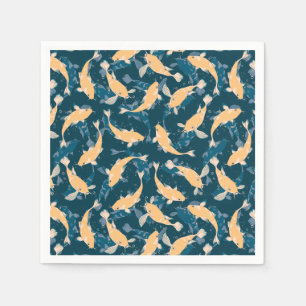 Yellow and Blue Pattern - Koi Fish Napkin