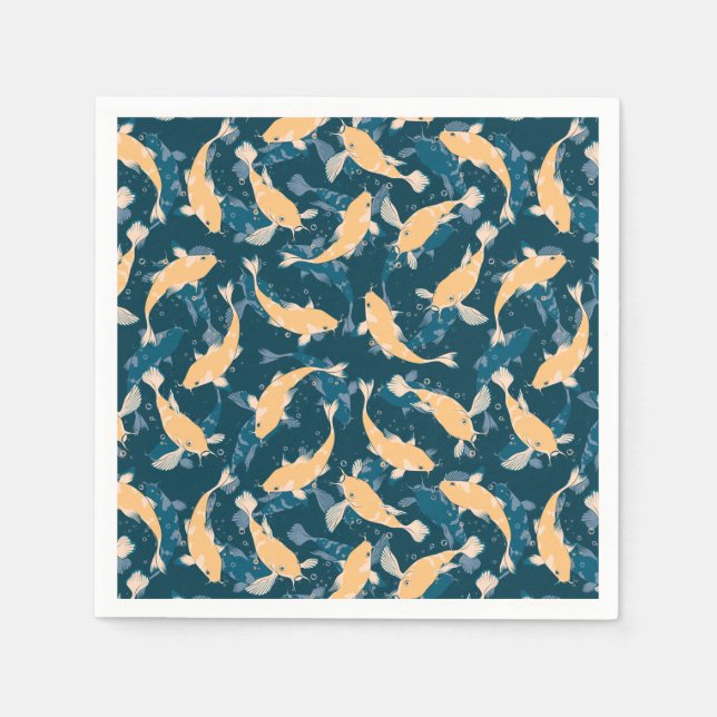 Yellow and Blue Pattern - Koi Fish Napkin (Front)