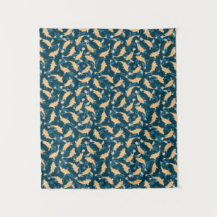 Yellow and Blue Pattern - Koi Fish Tapestry