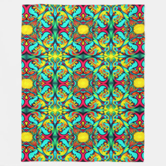Yellow and Blue Patterned Fleece Blanket