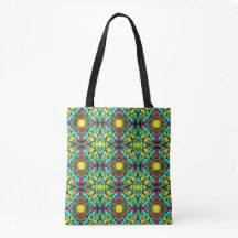Yellow and Blue Patterned Tote