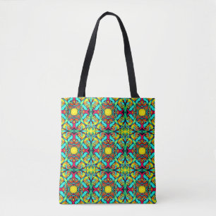Yellow and Blue Patterned Tote Bag
