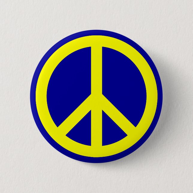 Yellow and Blue Peace Symbol 6 Cm Round Badge (Front)