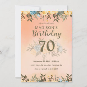 Yellow And Blue Roses Birthday Invitation