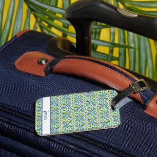 Yellow and Blue Spanish Tiles Luggage Tag