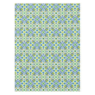 Yellow and Blue Spanish Tiles Tablecloth