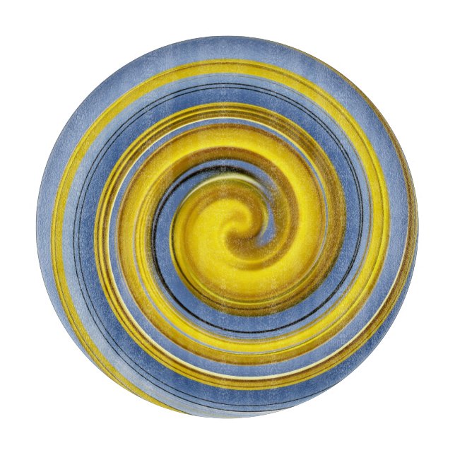 Yellow and blue spiral cutting board (Front)