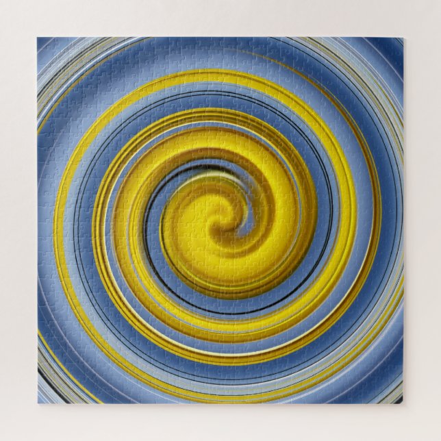 Yellow and blue spiral jigsaw puzzle (Vertical)