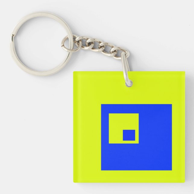 Yellow and blue squares key ring (Front)