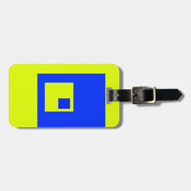 Yellow and blue squares luggage tag (Front Horizontal)