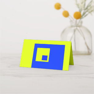 Yellow and blue squares place card