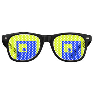 Yellow and blue squares retro sunglasses