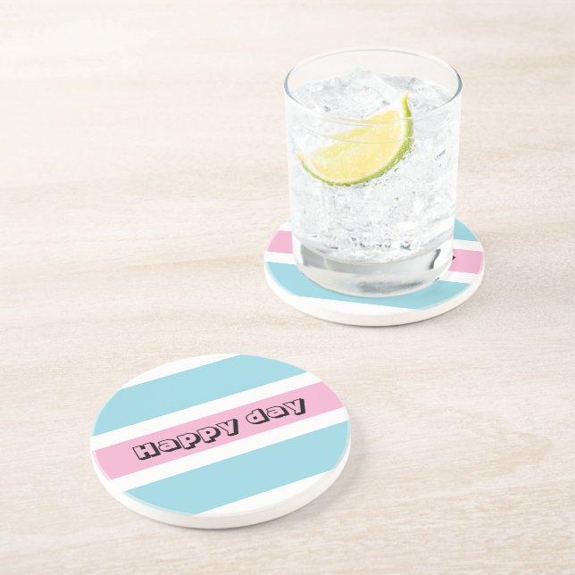 Yellow And Blue Stripes Coaster (Side)
