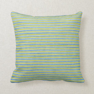 Yellow and Blue Stripes Cushion