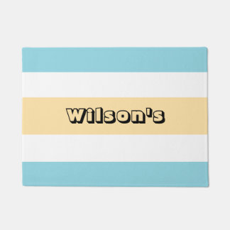 Yellow And Blue Stripes Doormat