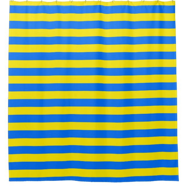 Yellow and Blue Stripes Shower Curtain (Front)