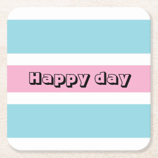 Yellow And Blue Stripes Square Paper Coaster