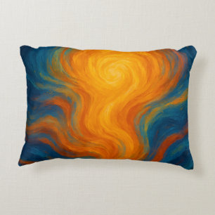 yellow and blue swirl sun Energy abstract Decorative Cushion