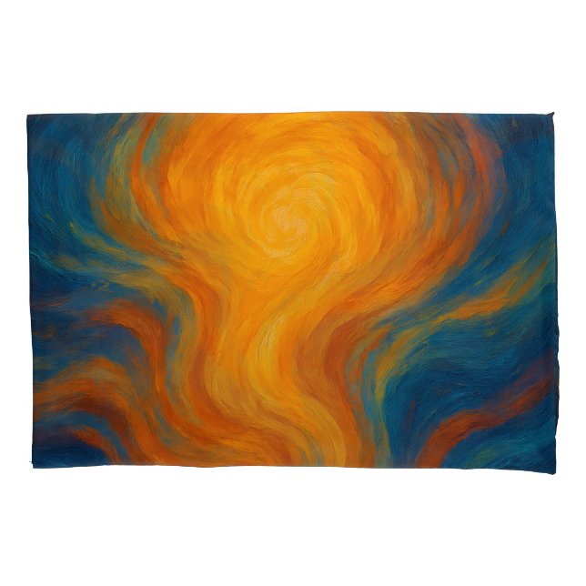 yellow and blue swirl sun energy abstract pillowcase (Front)