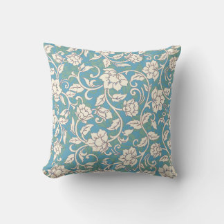 Yellow and Blue Swirling Flowers Cushion