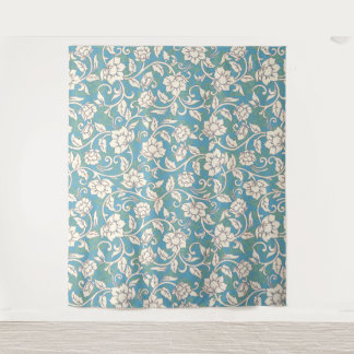 Yellow and Blue Swirling Flowers Tapestry