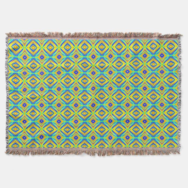 Yellow and Blue Throw Blanket (Front)