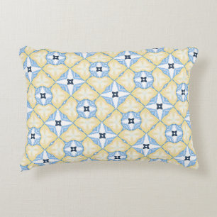 Yellow and Blue Tile Decorative Cushion