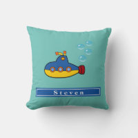 Yellow and Blue Toy Submarine with Water Bubbles