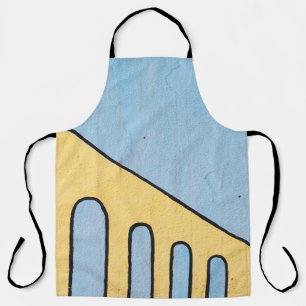Yellow and blue wall décor apron