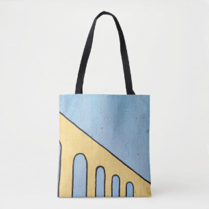 Yellow and blue wall décor tote bag