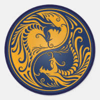 Yellow and Blue Yin Yang Dragons