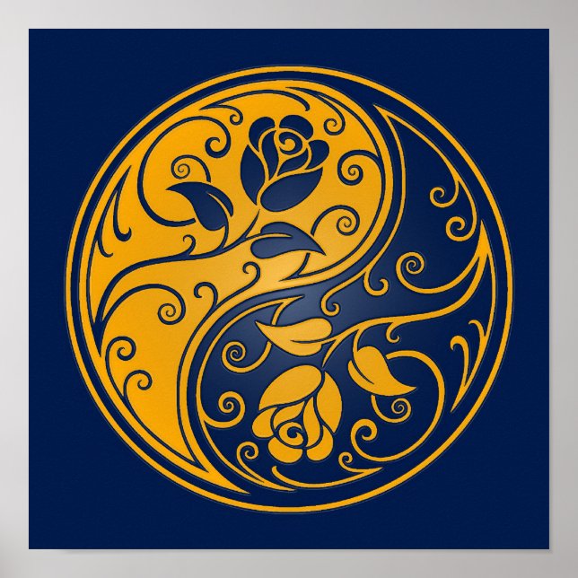 Yellow and Blue Yin Yang Roses Poster (Front)