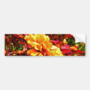 Yellow and Bright Pink Wild Flowers Bumper Sticker