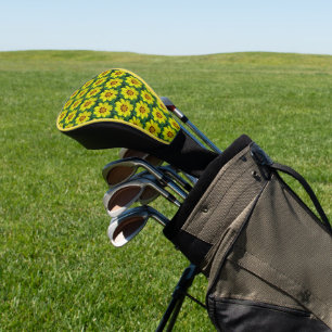 Yellow and Bronze Coreopsis Floral Pattern Golf Head Cover
