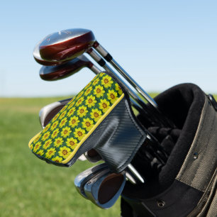 Yellow and Bronze Coreopsis Floral Pattern Golf Head Cover