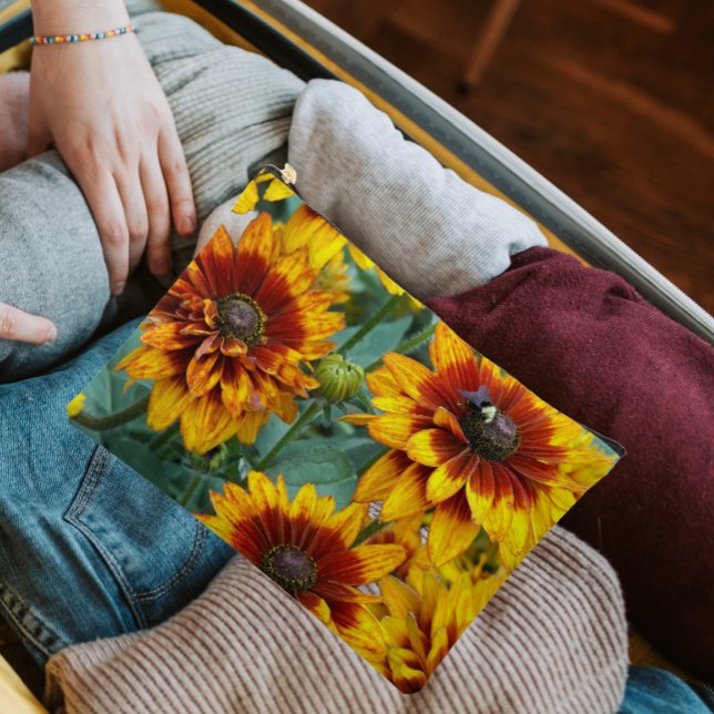 Yellow and Bronze Rudbeckias Floral Accessory Pouch (In Situ)